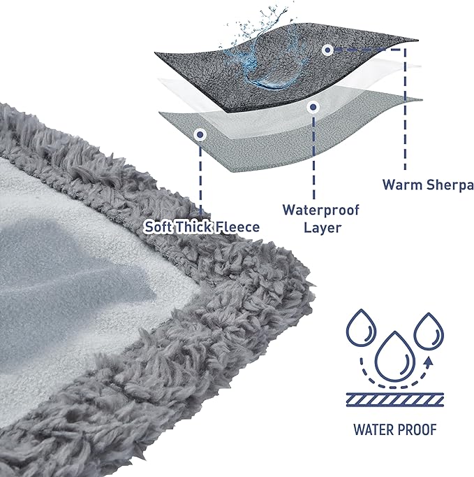 Catalonia Waterproof Blanket for Bed, Washable Leakproof Protector Cover, Reversible Throw Blanket for Couch Sofa, Stain Proof Blanket Pad, 60X80 inches, Grey