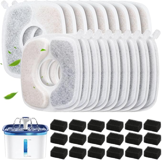 36 Pack Cat Water Fountain Filter Replacement Compatible with VEKEN 67oz/84oz/95oz/135oz Automatic Pet Fountain Dog Water Dispenser