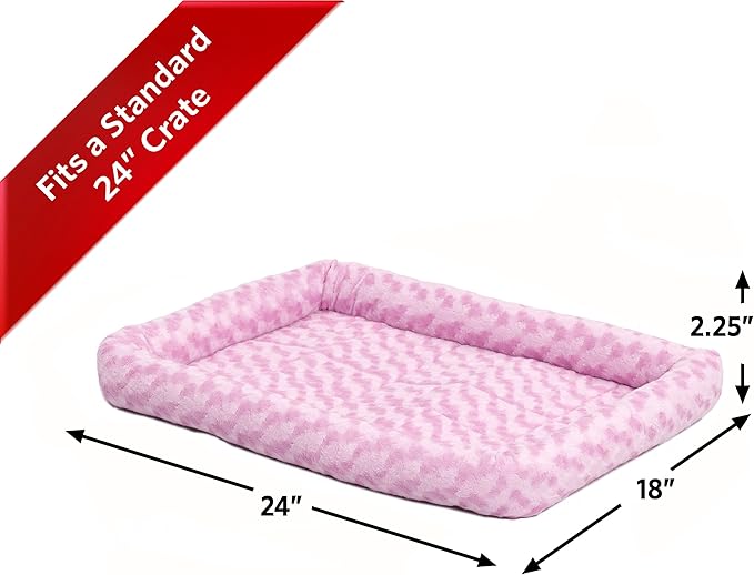 MidWest Homes for Pets QuietTime Fashion Dog Bed – Pink Faux Fur Bolster, Ultra-Soft and Machine Washable, Fits 24-Inch Crates and Carriers, for Small Breed Dogs