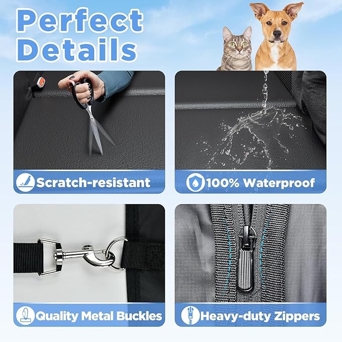 Back Seat Extender for Dogs, Waterproof Dog Car Seat Cover for Back Seat with Hard Bottom, 2025 Upgraded Material, 100% Waterproof, Safer, Easy to Use and Clean, Holds 400lbs
