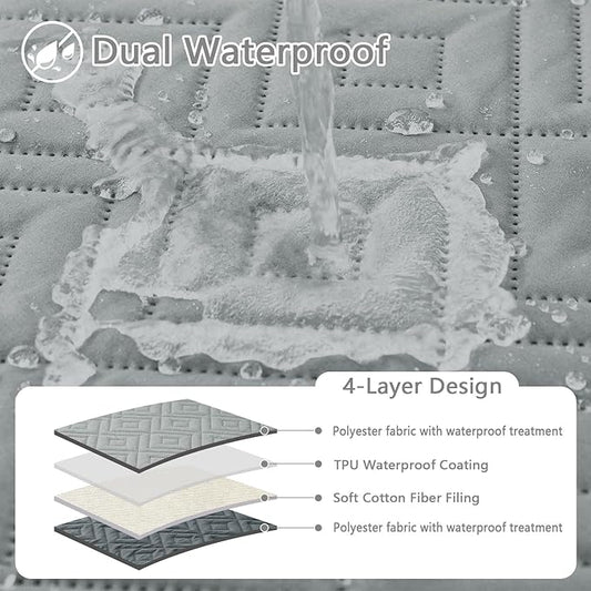 hyha Waterproof Dog Blanket, Soft Pet Bed Blankets, Waterproof Sofa Couch Cover for Dogs Washable, Reversible Pet Couch Covers for Sofa Furniture (82x102 Inch, Grey/Dark Grey)