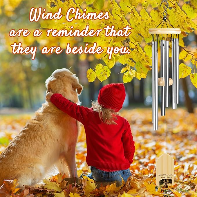 Pet Memorial Gifts, Personalized Pet Memorial Wind Chimes, Pet Loss Gifts, Dog Memorial Gifts for Loss of Dog, Pet Loss Sympathy Gift, Pet Remembrance Gift, in Memory of Pet - Left Paw Prints