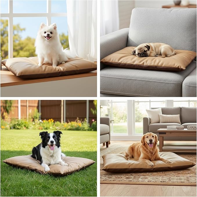 Dog Comfort Bed Mat Pet 2-Side 2-Tone Tech Fabric Bed Suitable for All Seasons, Comfortable Dog Pad for X-Large Dogs (Dark&Light Brown)