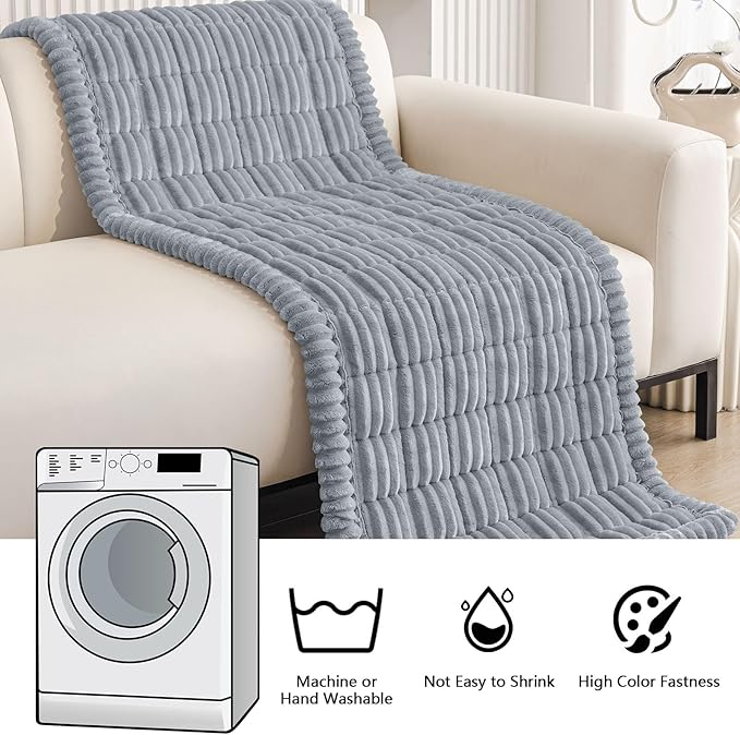 Smiry Couch Cover for Dogs Washable, Non Slip Fuzzy Pet Couch Covers for 3 Cushion Sofa Pet Friendly, Thick Soft Sofa Slipcovers Cushion Protector (Grey, 27.6" x 88")