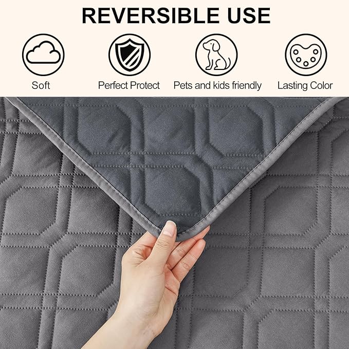 Smiry Waterproof Dog Blanket, 30x53 Inch Soft Pet Bed Cover Reversible, Washable Sofa Couch Furniture Protector for Small Medium Large Dog Puppy Cat, Geometric, Grey/Dark Grey