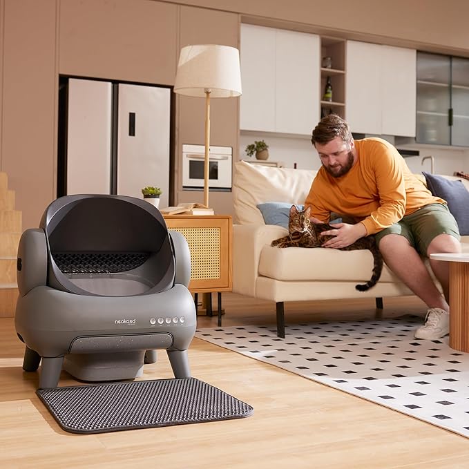Neakasa M1 Open-Top Self Cleaning Cat Litter Box, Automatic Robot Cat Litter Tray with Remote APP Control, Odor-Free Waste Disposal Includes Trash Bags and Cat Litter Mat (M1 Model)