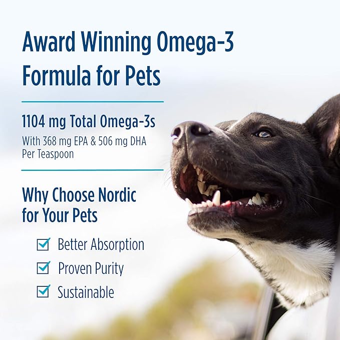 Nordic Naturals Pet Cod Liver Oil, Unflavored - 16 oz - 1048 mg Omega-3 Per Teaspoon - Fish Oil for Dogs with EPA & DHA - Promotes Skin, Coat, & Immune Health