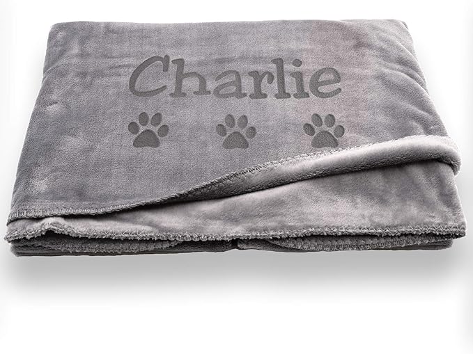 Custom Catch Personalized Dog Blanket - Gray or Beige - Extra Large