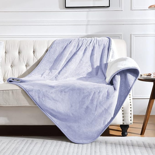 Waterproof Blanket for Bed Couch Sofa, Soft Liquid Pee Proof Pet Blanket for Dog Puppy Cat, Reversible Sherpa Fleece Furniture Protector (Lilac, 60x80 inches)