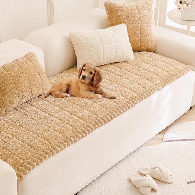 Mivnue Pet Couch Cover Protector Sofa Covers for Pets Washable Non Slip Couches and Sofas Dog Mat (Coffee, 27.6" x 82.7")
