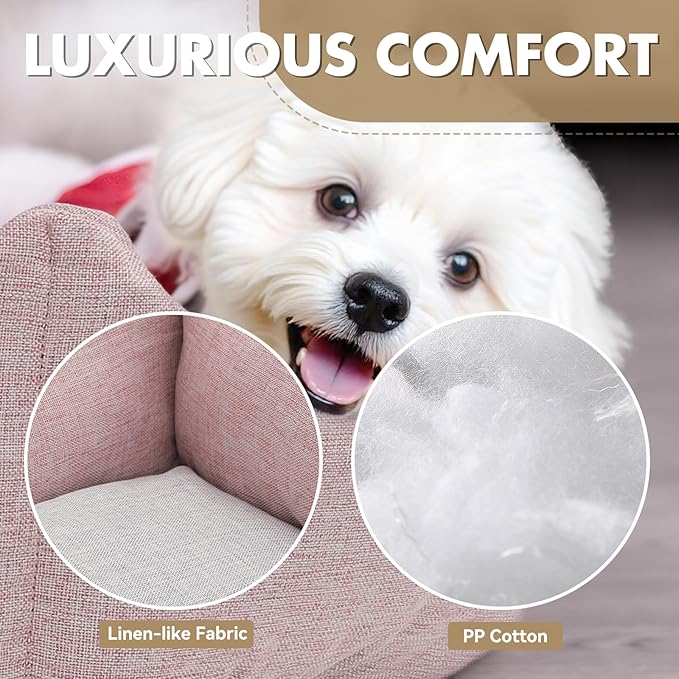 Athena Collection Dog Bed Medium Size Dog, 27 Inches Washable Dog Bed for Medium Cats Pets, Cozy Soft Warming Fabric with Nonskid Bottom, Pink