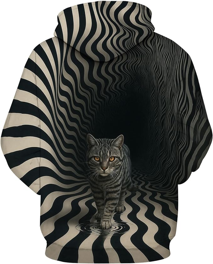 Blissboy Novelty Long Sleeve Hoodie Funny Cat Print Sweatshirts