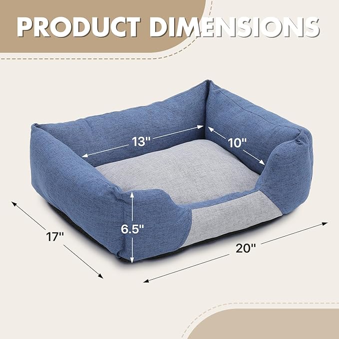 Athena Collection Small Dog Bed, 20 Inches Washable Dog Bed for Small Dogs Puppy Cats Pets, Cozy Soft Warming Fabric with Nonskid Bottom