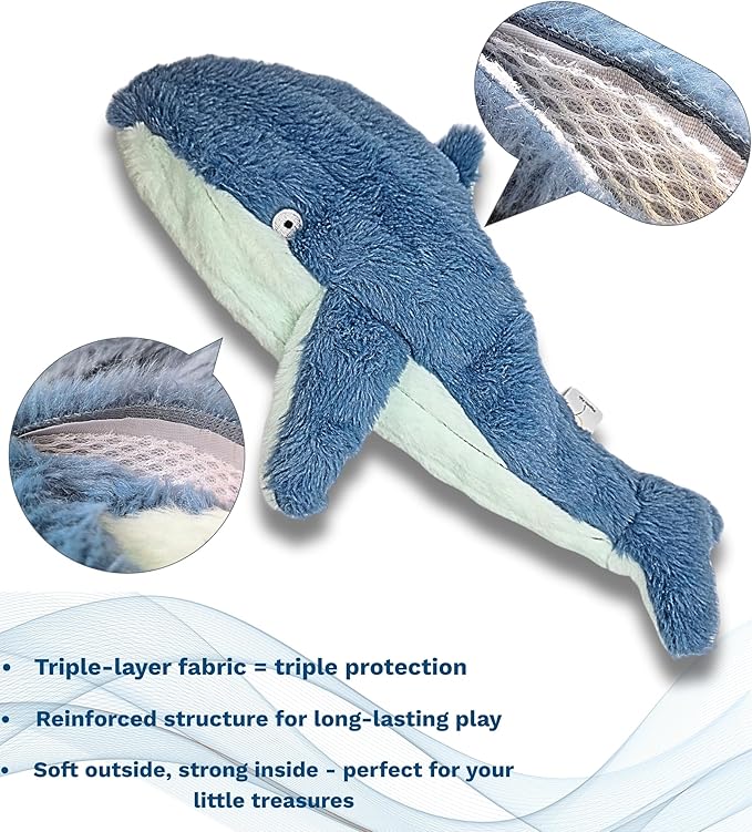 Large Crinkle Dog Toy – No stuffing Squeaky Dog Toy for Small, Medium & Large Breeds, Interactive Tough toy set - Ideal for Chewing, Teething & Fetch, Durable Pet-Safe Materials - Soft Blue Plush