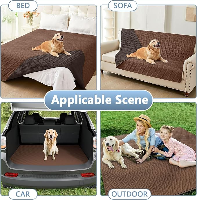 hyha Waterproof Dog Blanket, Soft Pet Bed Blankets, Waterproof Sofa Couch Cover for Dogs Washable, Reversible Pet Couch Covers for Sofa Furniture (40x80 Inch, Brown/Chocolate)