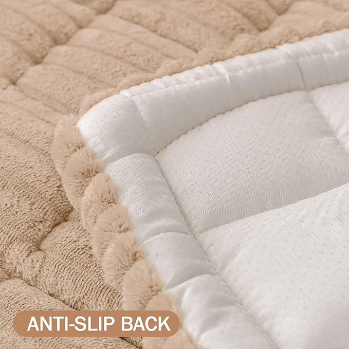 Smiry Couch Cover for Dogs Washable, Non Slip Fuzzy Pet Couch Covers for 3 Cushion Sofa Pet Friendly, Thick Soft Sofa Slipcovers Cushion Protector (Khaki, 27.6" x 82.7")