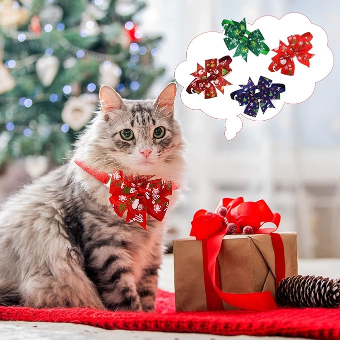 40 Pcs Christmas Dog Bow Ties Set 26 Christmas Pet Bowties 10 Santa Snowman Necktie 4 Winter Dog Bandana Xmas Grooming Accessories for Holiday Pet Outfit Winter Gift