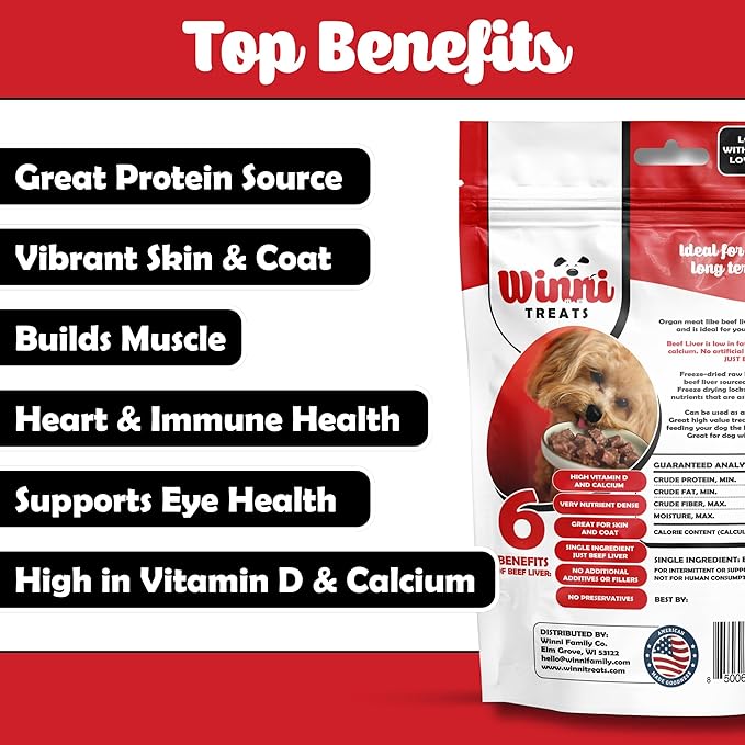Freeze Dried Raw Beef Liver Dog Treats - Limited Ingredient, Preservative Free, High Protein, Low Fat Dog Treats - Raw Single Ingredient Treats for Pets - 4 oz