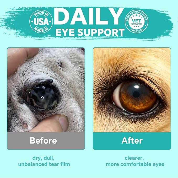 Dry Eye Relief for Dogs – Actoferrin, Black Currant Seed Oil, Omega-3 (EPA/DHA), Lutein & Taurine | Supports Eye Moisture & Reduces Dry Eye Symptoms