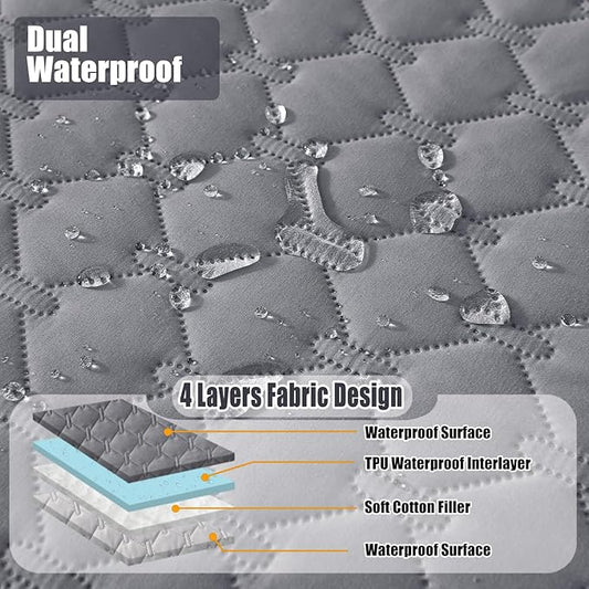 Smiry Waterproof Dog Bed Cover Blanket, Soft Reversible Pet Blanket, Washable Leakproof Cats Dogs Couch Cover for Sofa, Couch, Furniture, Plaid (40x50 Inch, Grey/Light Grey)