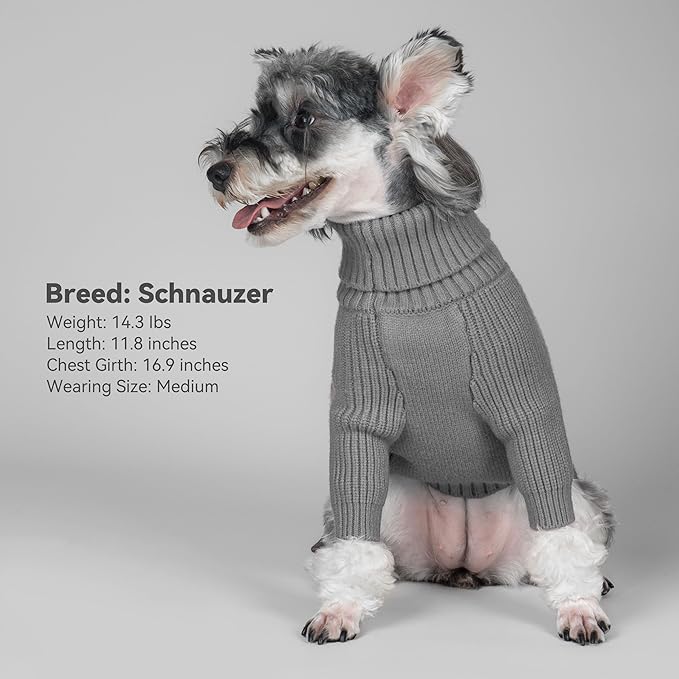 cyeollo Dog Sweater Knitwear Pullover Sweaters with Long Sleeves Turtleneck Fall Winter Dog Clothes Sweaters for Large Dogs, Grey XXXL