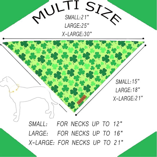 Realeaf St. Patrick's Day Dog Bandanas 2 Pack, Triangle Reversible Pet Scarf for Boys and Girls, Premium Durable Fabric, Holiday Bandana for Medium and Large Dogs (Large)