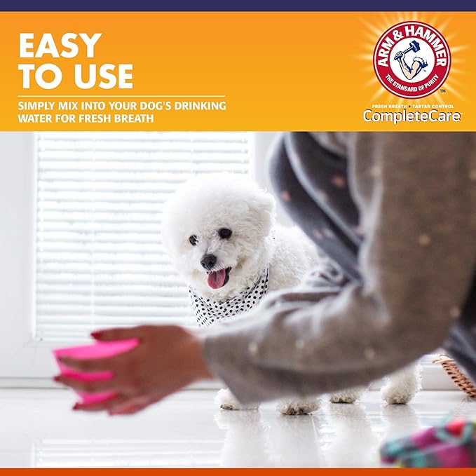 Arm & Hammer Complete Care Dental Water Additive for Dogs, Dog Breath Freshener, Dog Mouth Wash or Dental Rinse, Simply Add to Pet Drinking Water for Fresher Breath, 16 FL OZ