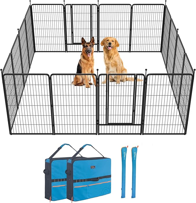 FXW Instant Unleashed Dog Playpen, Portable Pet Fence for Outdoor, RV Trips, and Camping, 45 inch, 16 Panels for Large Dogs with Playpen Storage Bag (2 Pack)│Patented