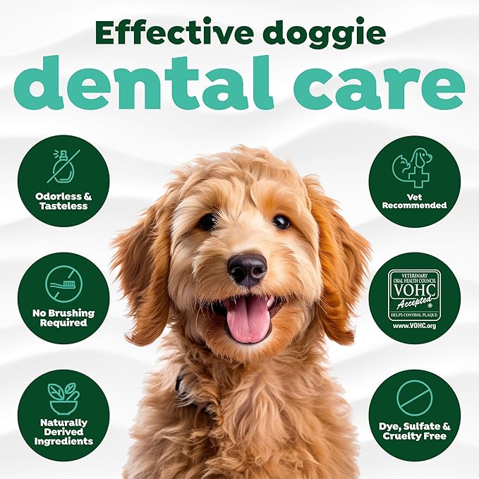 TropiClean Fresh Breath Water Additive for Dogs, Dog Breath Freshener & Teeth Cleaning Solution, No Toothpaste or Toothbrush Required, 33.8oz, 3 Pack