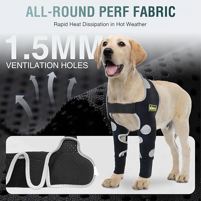 Dog Elbow Brace & Dog Front Leg Brace – Dog Elbow Protector for Hygroma, Pressure Sores, Breathable Dog Sleeves for Front Legs, Reflective, Cone Alternative – Both Legs, M
