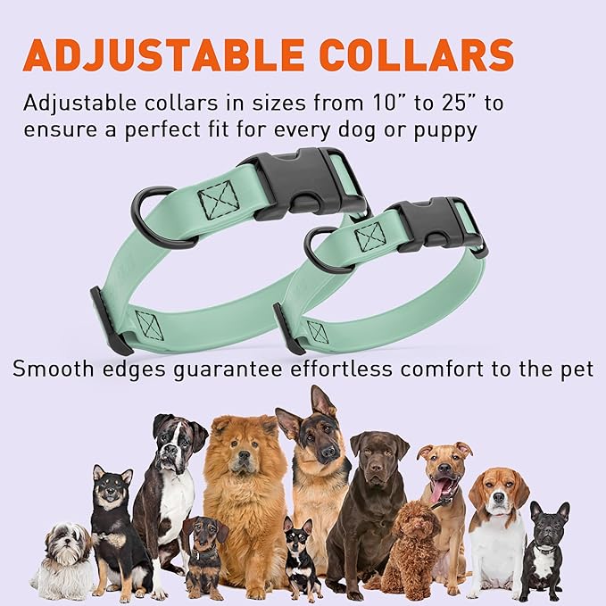Dogline Durable Biothane Waterproof Collar for Dogs - Odor-Resistant Coated Webbing, Quick-Release Design, Comfortable Adjustable Fit, 5/8" W by 10-14" L,Sage Green