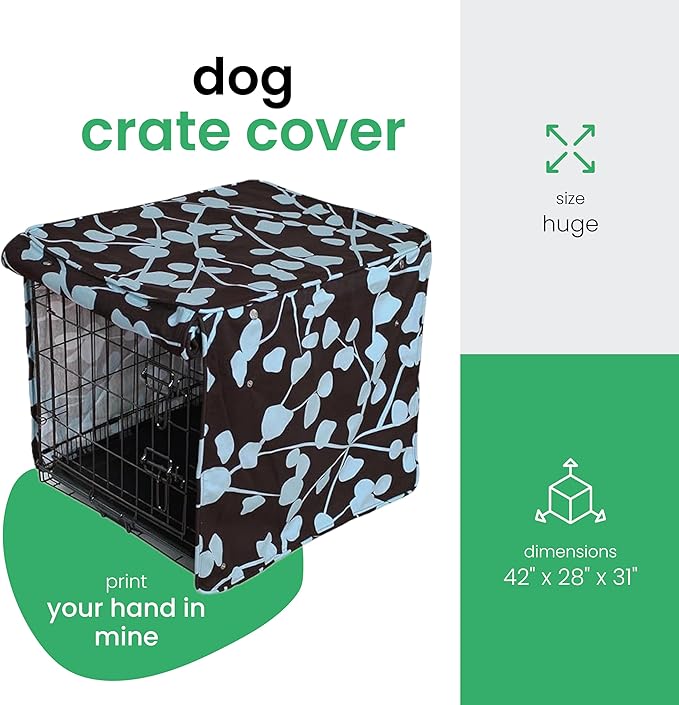 Molly Mutt Your Hand in Mine Dog Crate Cover, 100% Cotton Canvas Cover with 2 Roll-Up Panels, Ideal for Dog or Cat Crate, Durable, Washable, and Free of Harmful Chemicals, 42" x 28" x 31"