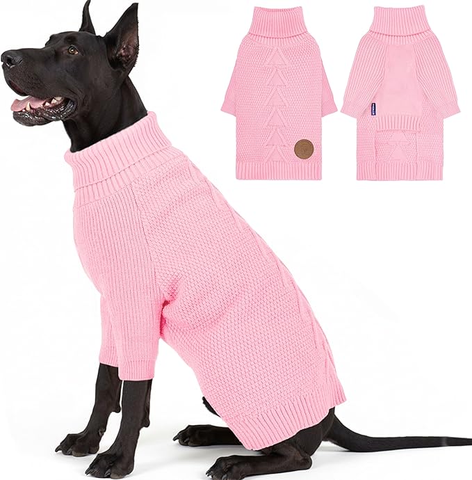 cyeollo 4XL Dog Sweater,Knitwear Turtleneck Soft Knitwear Pullover Sweaters Warm for Giant Breed Dog Clothes for Large Female Dogs,Pink XXXXL