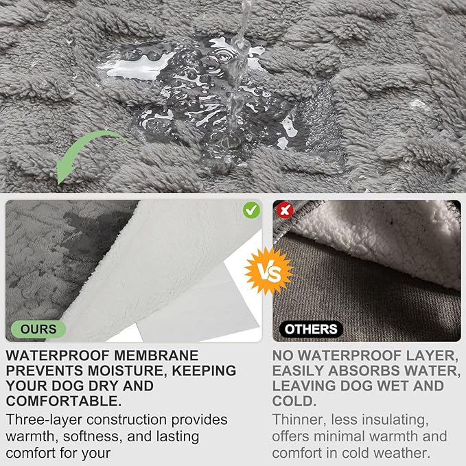 BEAUTYZOO Waterproof Dog Blankets for Medium Large Dogs Washable- Reversable Dog Blanket for Furniture, Sofa, Couch, Crate, Car- Soft Sherpa Dog Throw Plush Pet Bed Blanket Cat Puppy, 32"x40" Grey