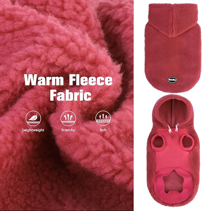 BINGPET Dog Sweater - Fleece Warm Coat with Leash Hole, Small-Medium-Large, Boy & Girl (Pink, M)