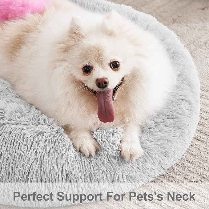 MIXJOY Comfortable Donut Cuddler Round Dog Bed Ultra Soft Washable Dog and Cat Cushion Bed (23'', Grey)