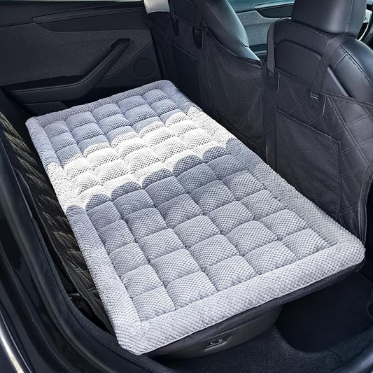 REEVAA Dog Bed Mat for Car Backseat [Extra-Thick & Chew-Resistant], Road Trip Bed to Fully Protect Dog's Safety, Fits Trucks/SUVs Back Seat Cover Extenders, Grey, 54x24x1.8 inch