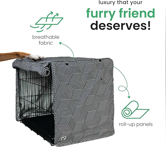 Molly Mutt Rough Gem Dog Crate Cover, 100% Cotton Canvas Cover with 2 Roll-Up Panels, Ideal for Dog or Cat Crate, Durable, Washable, and Free of Harmful Chemicals, 42" x 28" x 31"