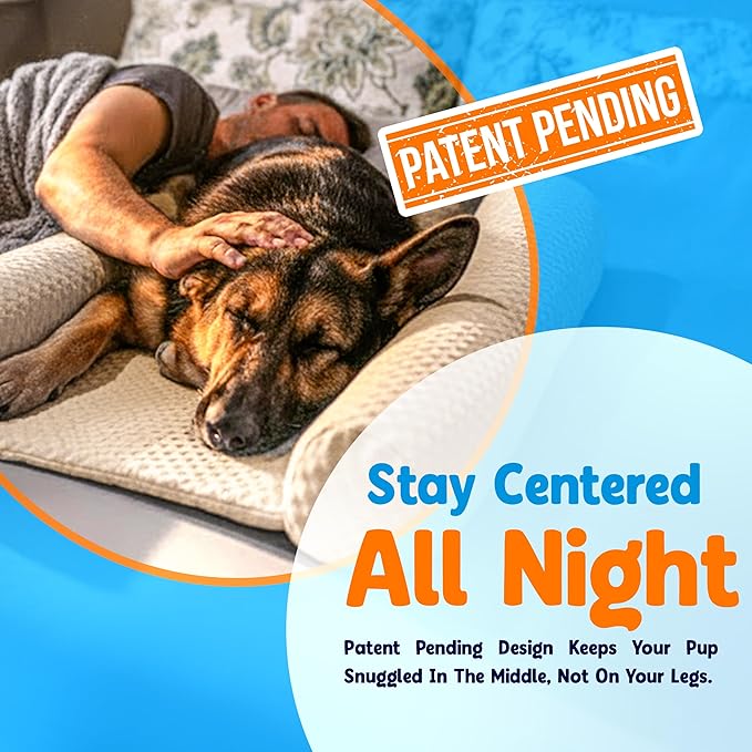 DenMate Dog Bed Co Sleeper: The First On-Bed DogBed for Your Pet. Perfect for Large/Medium Size Dogs; Helps Stabilizes Nighttime Movement to Help Improve Dog & Owners Sleep, Machine Washable.