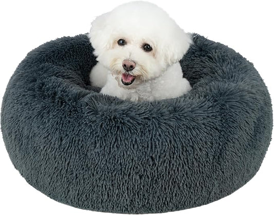 Best Pet Supplies Dog House Bed Crate Mat Tent Indoor Round Soft Plush for Small, Medium, and Large Breeds - Gray, 27 x 27 x 7.5