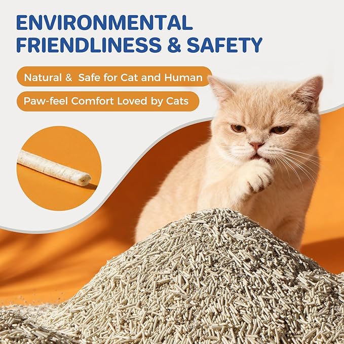 ABCPET Natural Cat Litter Clumping Cat Litter,36 Pounds Mixed Straw Kitty Litter Lightweight Litter,Dust Free and Low Tracking Litter Odor Control Unscented