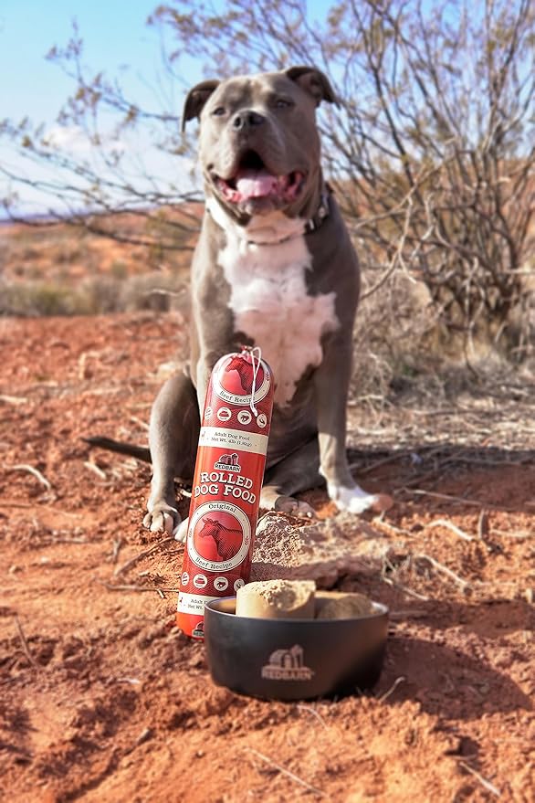 Redbarn Pet Products Premium Rolled Dog Food, Semi-Moist, Beef Recipe - High Protein Full Feed, Topper, Training Treat, or Pill Pouch - Balanced Meal with Functional Ingredients - 4 lb, 8 Rolls