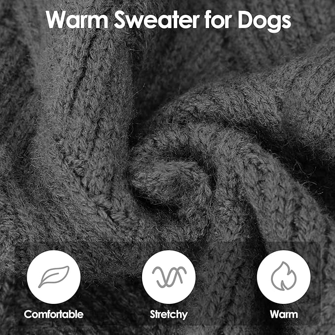 SUNFURA Dog Sweater, Medium Dog Sweaters Doggie Pullover for Fall Winter, Fleece Pet Christmas Sweaters for Holiday, Warm Turtleneck Knitwear for French Bulldog, Boston Terrier, Grey M