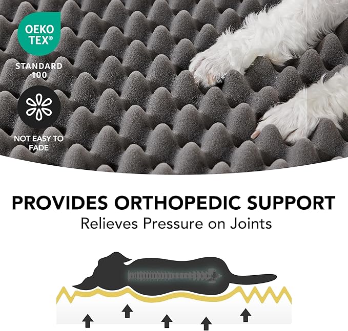 Deconovo Orthopedic Dog Bed for Medium & Large Dogs – Supportive Memory Foam with Washable Cover, Non-Slip Base – Comfort for Senior, Arthritic & Active Pets, Navy Blue, 44" Lx32 Wx3 Th
