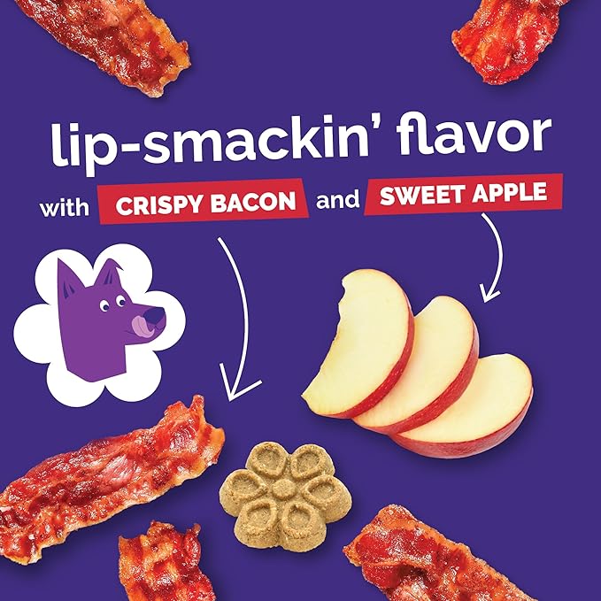 Fruitables Biggies Dog Biscuits, Healthy Treats for Dogs, Doggie Biscuits, Crunchy Pumpkin Treats, Free of Wheat, Corn and Soy, Made in The USA, Crispy Bacon & Apple Flavor, 16oz