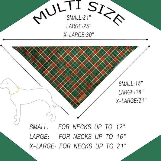 Realeaf Christmas Dog Bandanas 2 Packs, Reversible Red Green Plaid Dog Scarf, Xmas Pet Bandana for Boy and Girl, Premium Durable Fabric, Holiday Check Bandana for Small and Medium Dogs Pets (Small)