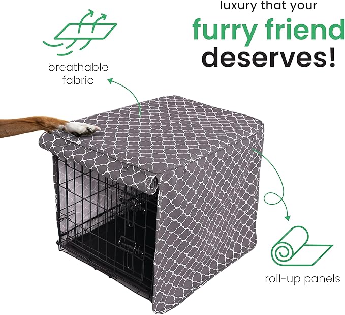 Molly Mutt Clark Gable Dog Crate Cover, 100% Cotton Canvas Cover with 2 Roll-Up Panels, Ideal for Dog or Cat Crate, Durable, Washable, and Free of Harmful Chemicals, 30" x 21" x 24"