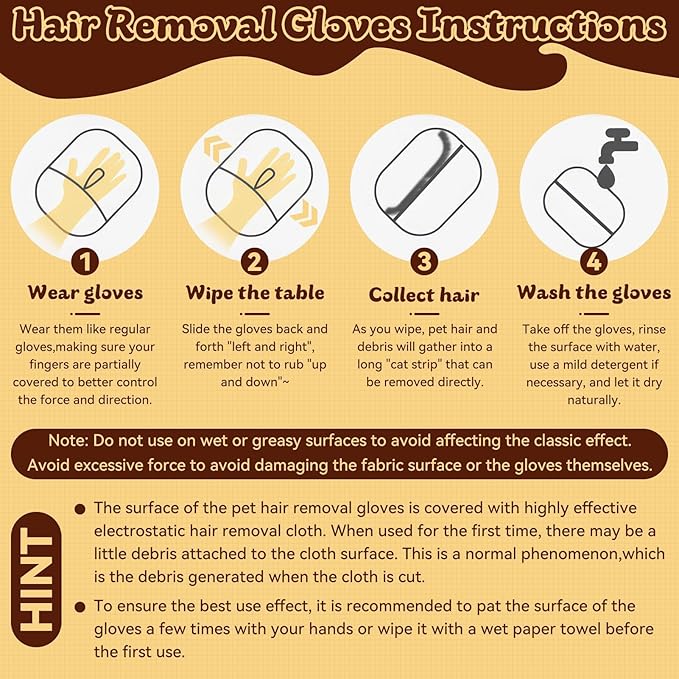 Pet Hair Removal Glove - Upgraded Magic Brush pet Hair Removal Tool, Reusable Electrostatic Pet Hair Glove Suitable for Sofas, Carpets, Clothing, and Car Seats