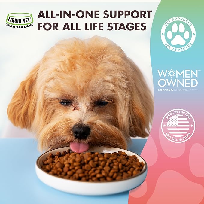 LIQUID-VET Total & Complete Support for Dogs – Joint, Allergy, Digestive & Immune Health – 10 Active Ingredients in 1 - Made for Picky Eaters (8 Fluid Ounces, Chicken)