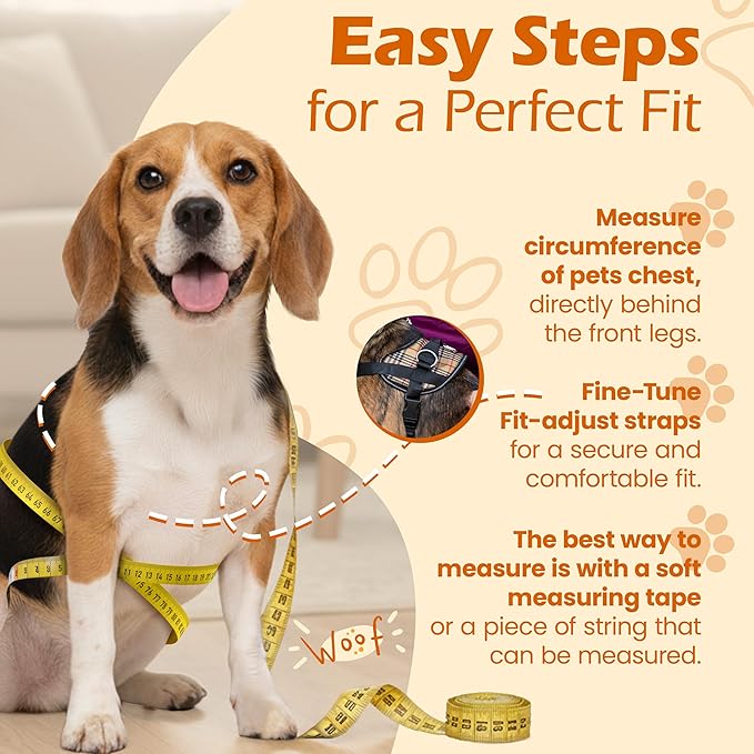 Bark Appeal Tan Plaid No-Pull Dog Harness for Extra Large Sized Pets – Adjustable, Reflective Vest with 3 Leash Clips for Added Control, Easy Walks & Training – XXL